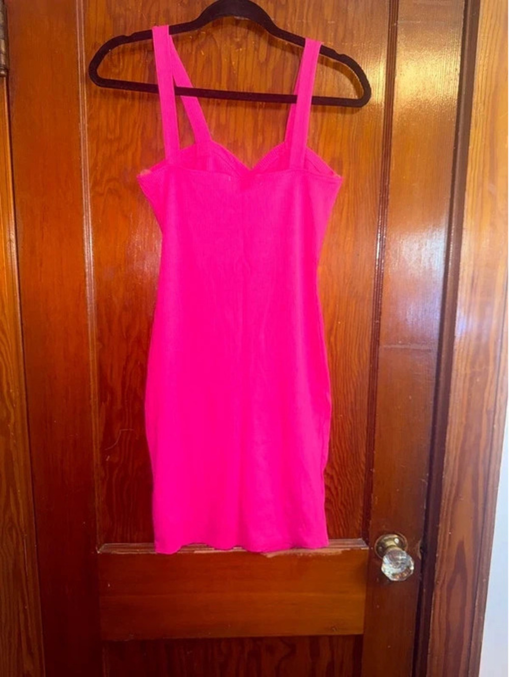 Hot Pink Ribbed Bodycon Dress - Medium - Picture 15 of 15